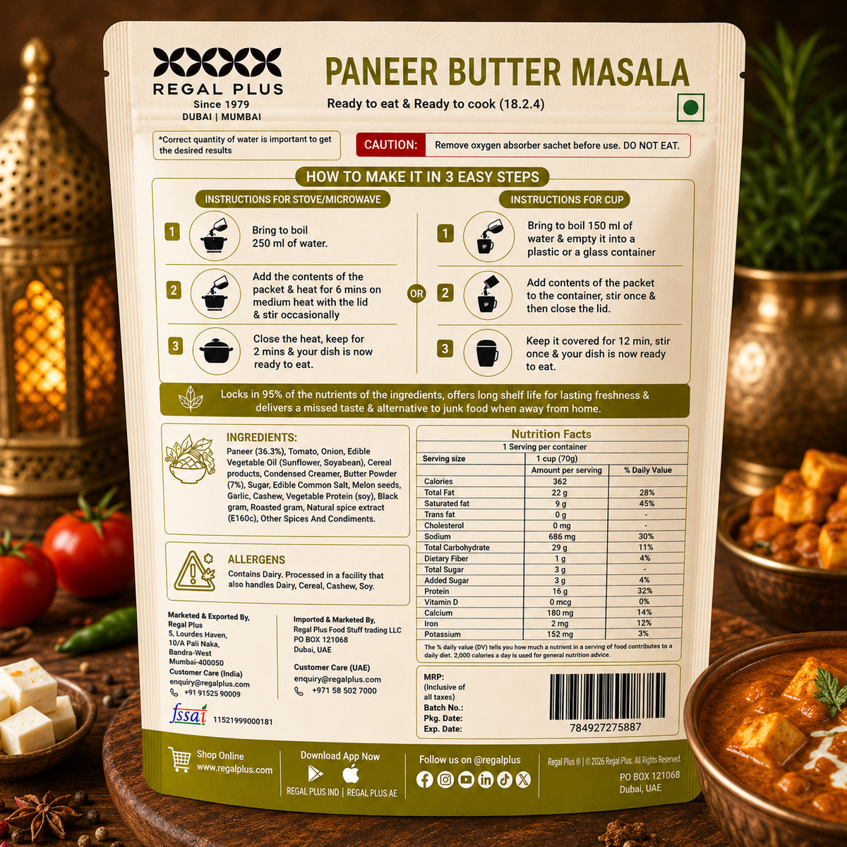 Freeze Dried Paneer Butter Masala